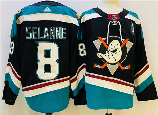 Anaheim Ducks #8 Teemu Selanne Black Teal Stitched Jersey - Zenithce