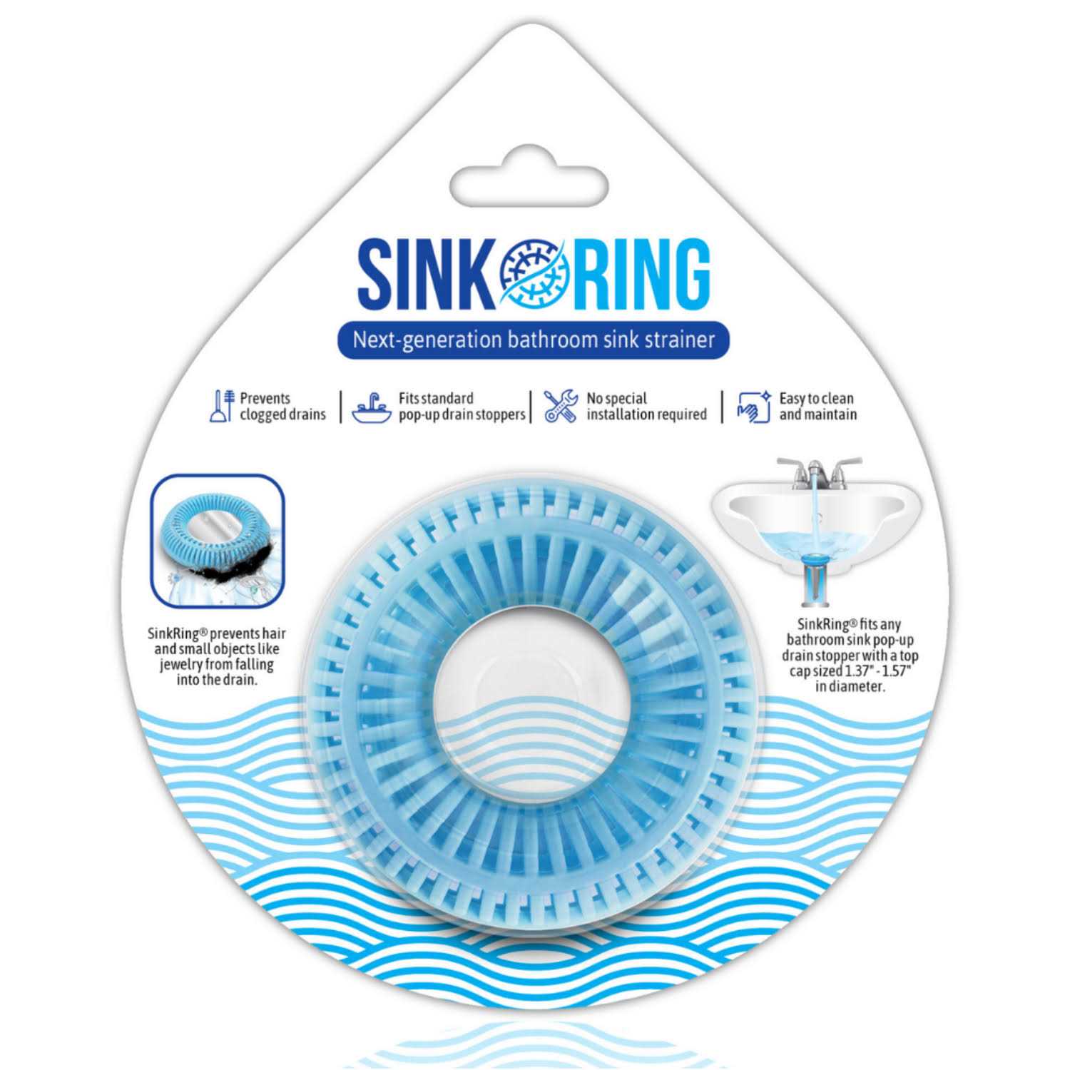 Sinkring The Ultimate Bathroom Sink Drain Protector Hair Catcher/Strainer/Snare - Zenithce