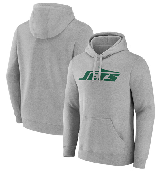 New York Jets Heather Gray Primary Logo Pullover Hoodie - Zenithce