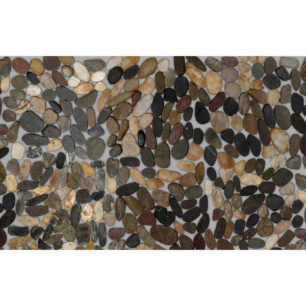 Satori River Rock Black 12-in x 12-in Natural Stone Marble Pebble Floor and Wall Tile 20-738 - Zenithce
