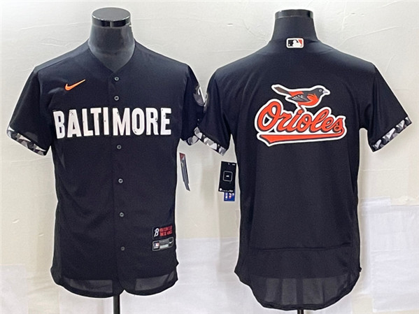 Baltimore Orioles Big Team Logo In Back Black 2023 City Connect Flex Base Stitched Jersey - Zenithce