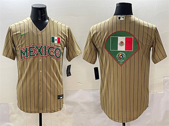 Mexico Tan 2023 World Classic Team Big Logo Stitched Jerseys - Zenithce