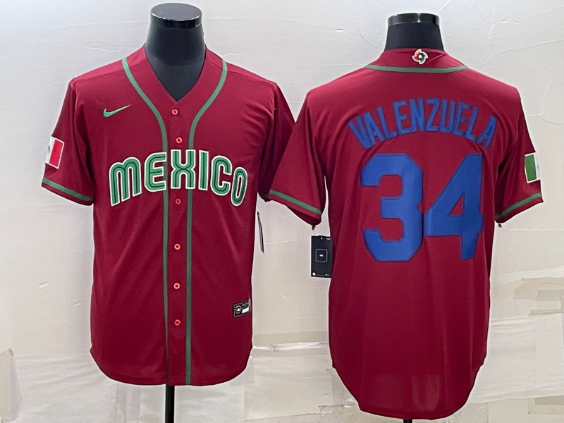 Mexico #34 Fernando Valenzuela 2023 Red Blue World Classic Stitched Jersey - Zenithce