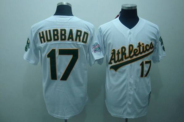 Mitchell And Ness Athletics #17 Gelenn Hubbard Stitched White Throwback Jersey - Zenithce