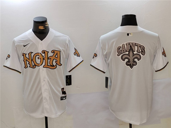 New Orleans Saints Team Big Logo White Cool Base Stitched Jersey - Zenithce