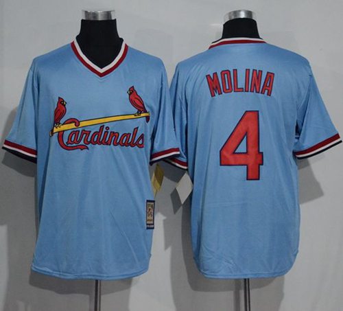 Cardinals #4 Yadier Molina Blue Cooperstown Throwback Stitched Jersey - Zenithce