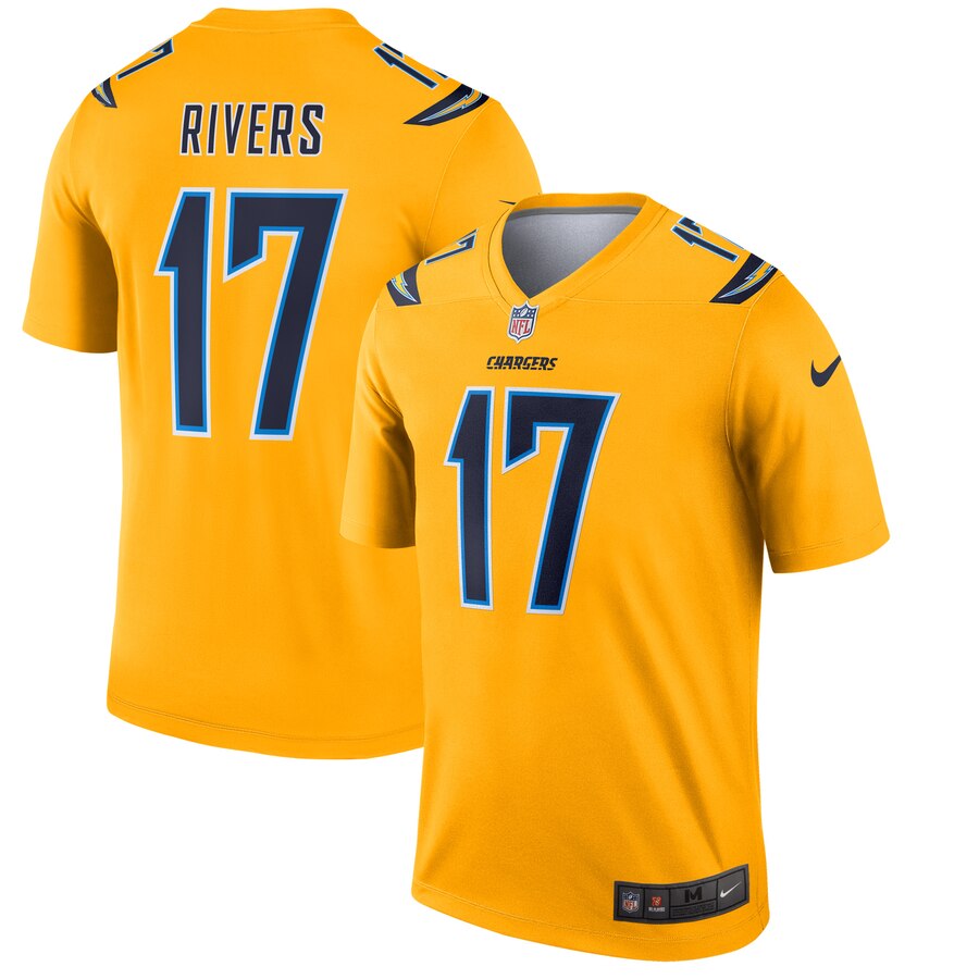 Los Angeles Chargers #17 Philip Rivers Gold Inverted Legend Jersey - Zenithce
