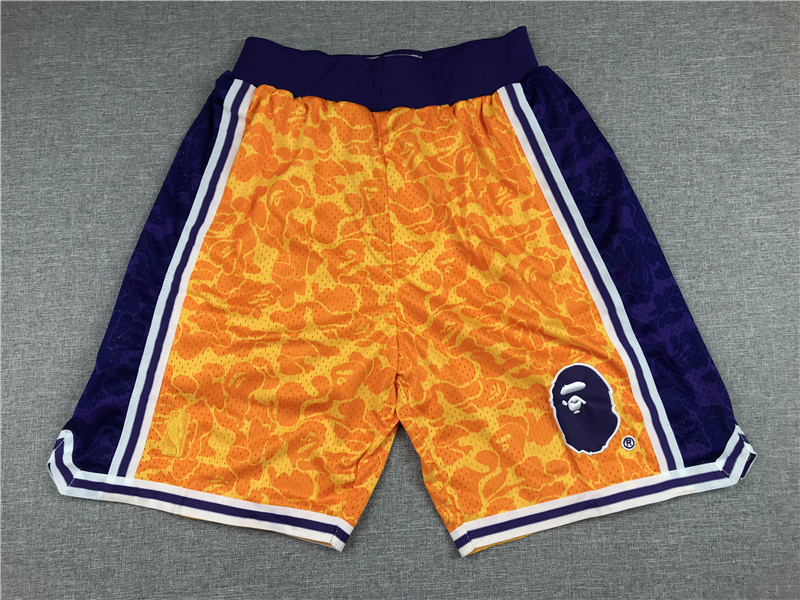 Los Angeles Lakers Mitchell & Ness x BAPE Yellow 1996-97 Hardwood Classics Shorts - Zenithce