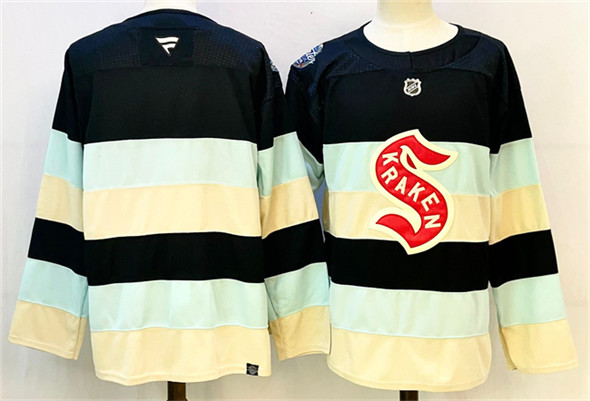 Seattle Kraken Blank Deep Sea Blue Winter Classic With A Patch Stitched Jersey - Zenithce