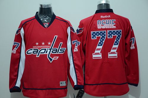 Capitals #77 T.J Oshie Red USA Flag Fashion Stitched Jersey - Zenithce