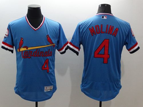 Cardinals #4 Yadier Molina Light Blue Flexbase Authentic Collection Cooperstown Stitched Jersey - Zenithce