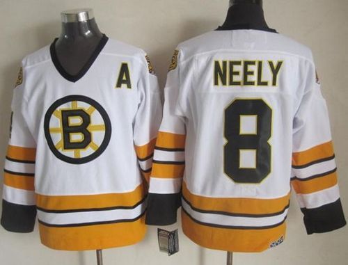 Bruins #8 Cam Neely White Yellow CCM Throwback Stitched Jersey - Zenithce
