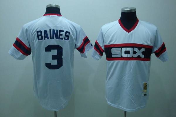 Mitchell And Ness White Sox #3 Harold Baines Stitched White Throwback Jersey - Zenithce