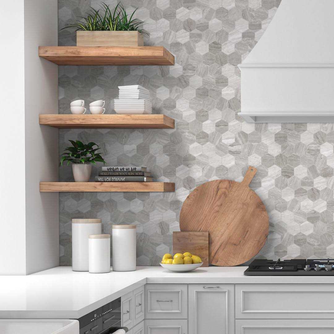 Sunwings 11.3 x 11.4 Hexagon Marble Peel And Stick 10 - Zenithce