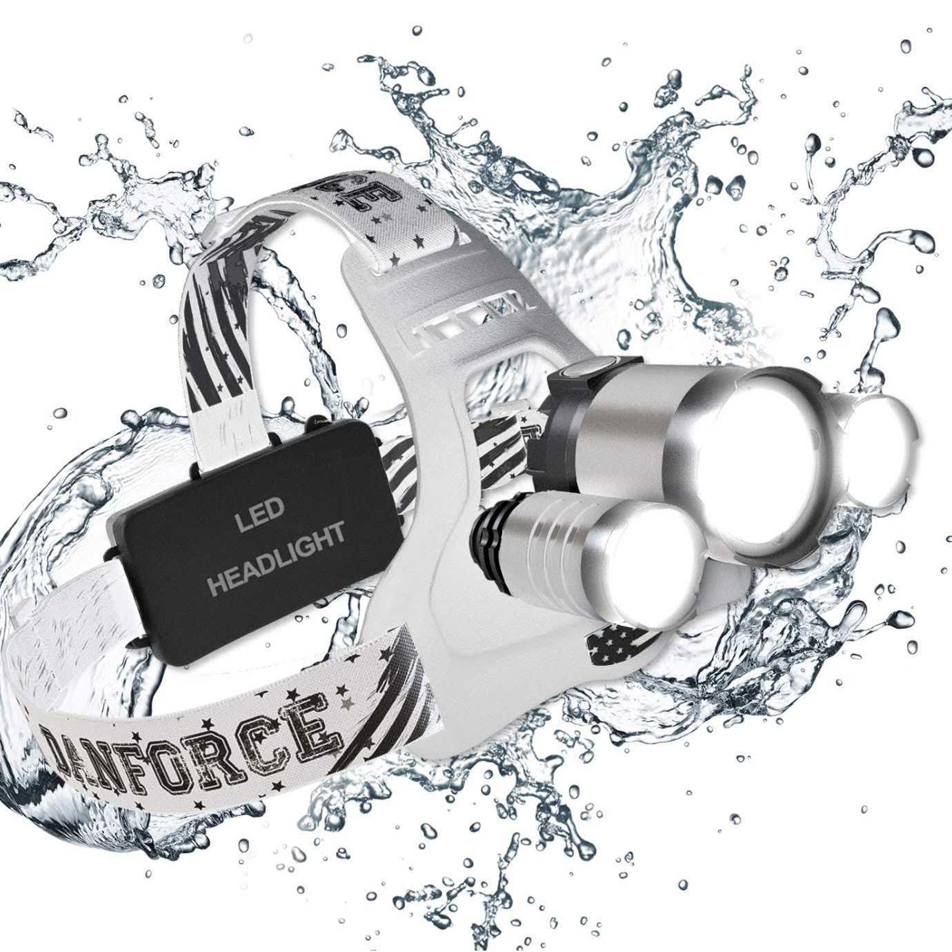 DanForce Headlamp. USB Rechargeable LED Head Lamp. Ultra Bright CREE 1080 Lumen Headlamp Flashlight + Red Light. HeadLamps for Adults - Zenithce