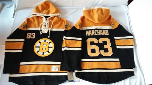 Bruins #63 Brad Marchand Black Sawyer Hooded Sweatshirt Stitched Jersey - Zenithce