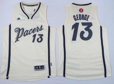 Indiana Pacers #13 Paul George Revolution 30 Swingman 2015 Christmas Day Cream Jersey - Zenithce
