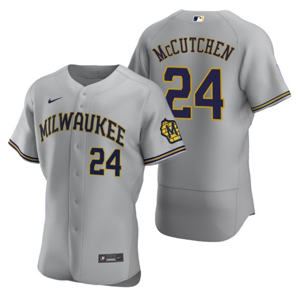 Milwaukee Brewers #24 Andrew McCutchen Gray Flex Base Stitched Jersey - Zenithce