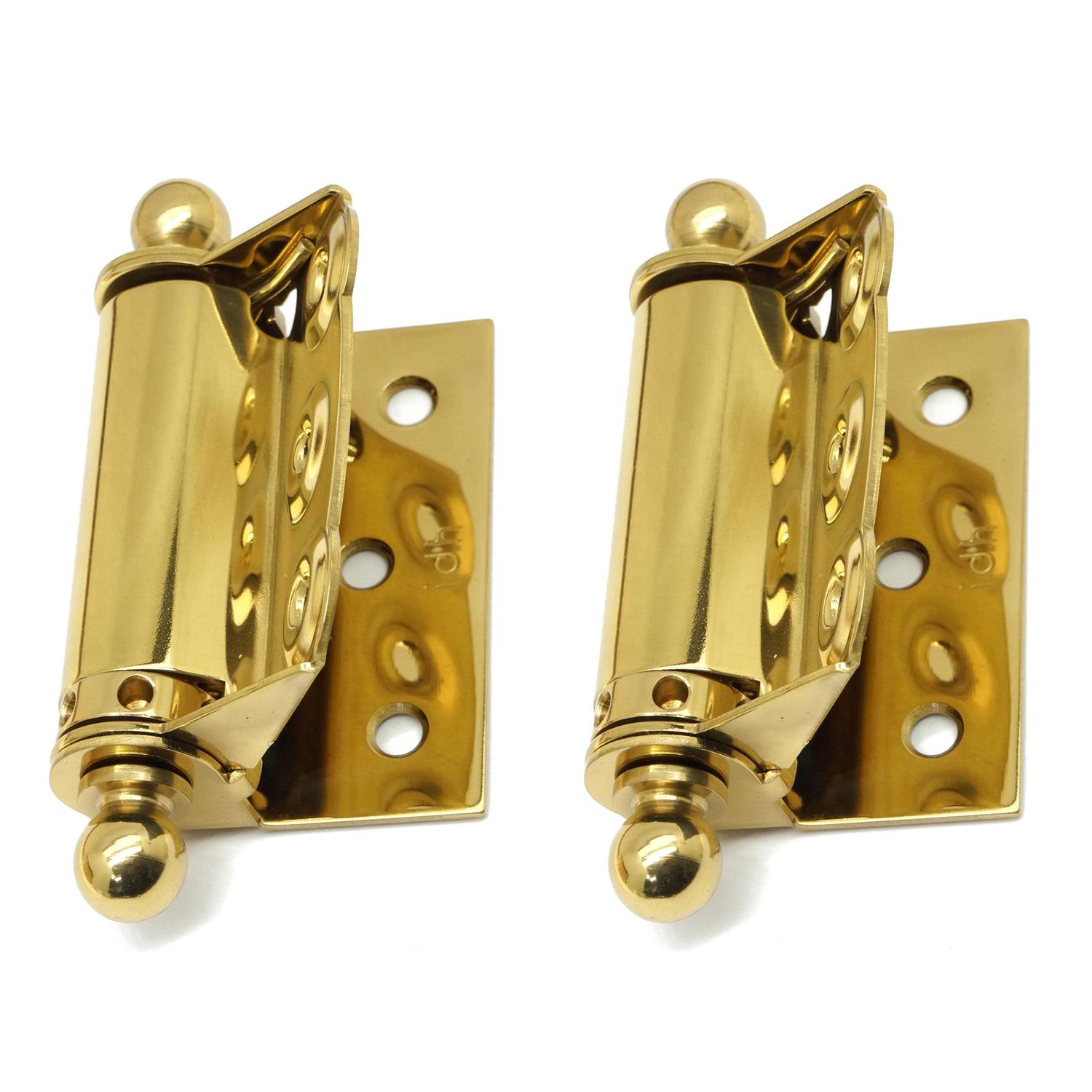 IDH by St. Simons Solid Brass Half Surface Adjustable Spring Screen Door Hinges with Ball Finials - Zenithce