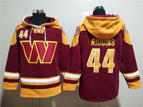 Washington Commanders #44 John Riggins Burgundy Lace-Up Pullover Hoodie - Zenithce