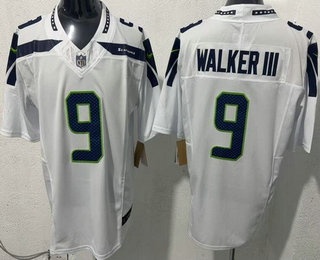 Seattle Seahawks #9 Kenneth Walker III Limited White FUSE Vapor Jersey - Zenithce