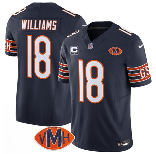 Chicago Bears #18 Caleb Williams Navy 2025 F.U.S.E. With 1-Star C Patch And VMH Patch Vapor Untouchable Limited Football Stitched Jersey - Zenithce