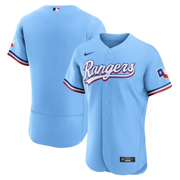 Texas Rangers Blank Light Blue Flex Base Stittched Jersey - Zenithce