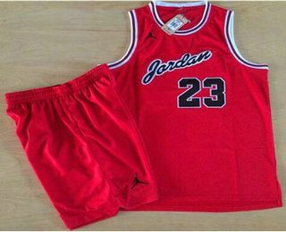 Chicago Bulls #23 Michael Jordan Red Commemorative Swingman Jersey With Shorts - Zenithce