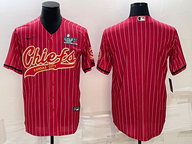 Kansas City Chiefs Blank Red With Super Bowl LVII Patch Cool Base Stitched Baseball Jersey - Zenithce