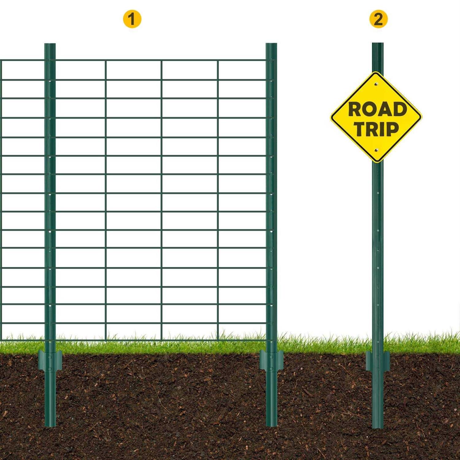 XYADX Metal Fence Post Heavy Duty Garden Fence Post for Holding Wire Fence - Zenithce