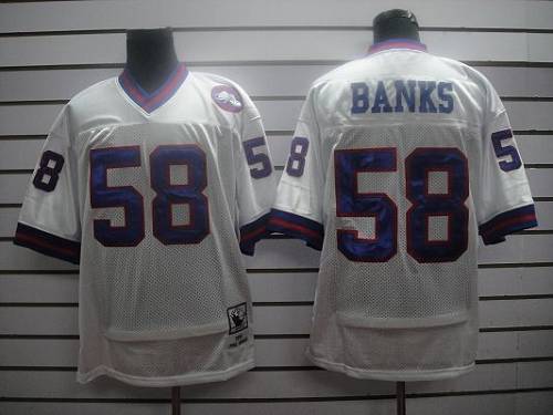 Mitchell And Ness Giants #58 Carl Banks White Stitched Jersey - Zenithce