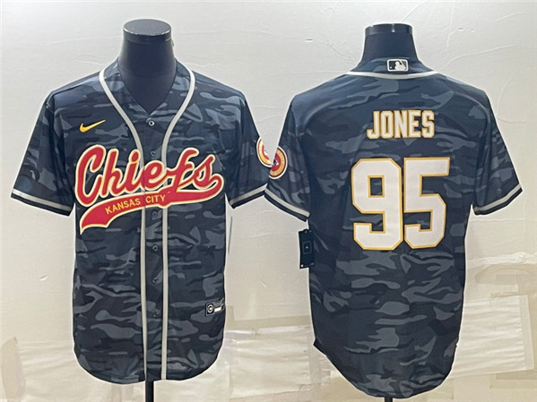 Kansas City Chiefs #95 Chris Jones Gray Camo With Patch Cool Base Stitched Jersey - Zenithce