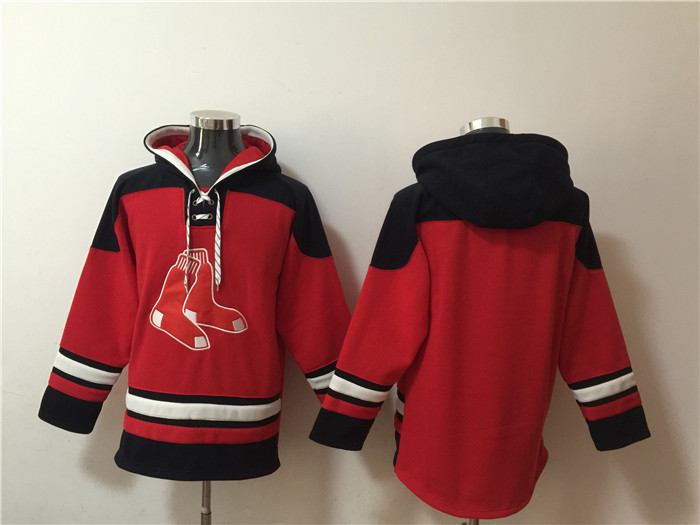 Boston Red Sox Blank Ageless Must-Have Lace-Up Pullover Hoodie - Zenithce