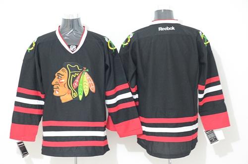 Blackhawks Stitched Blank Black Jersey - Zenithce