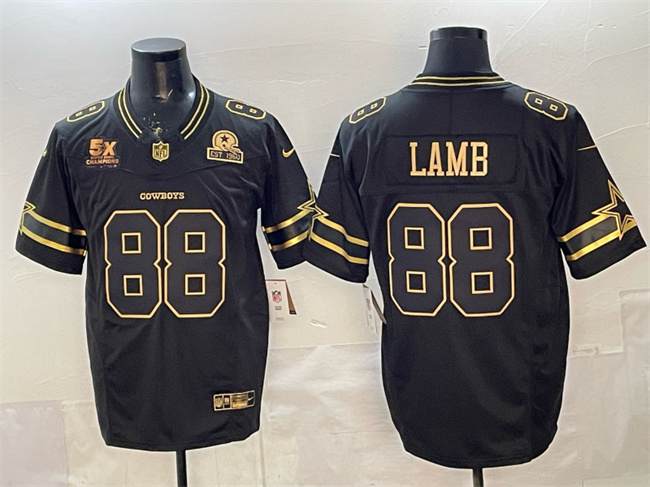 Dallas Cowboys #88 CeeDee Lamb Black Gold 2025 F.U.S.E. With 5x Super Bowl Champions Established In 1960 Patch Vapor Limited Stitched Jersey - Zenithce