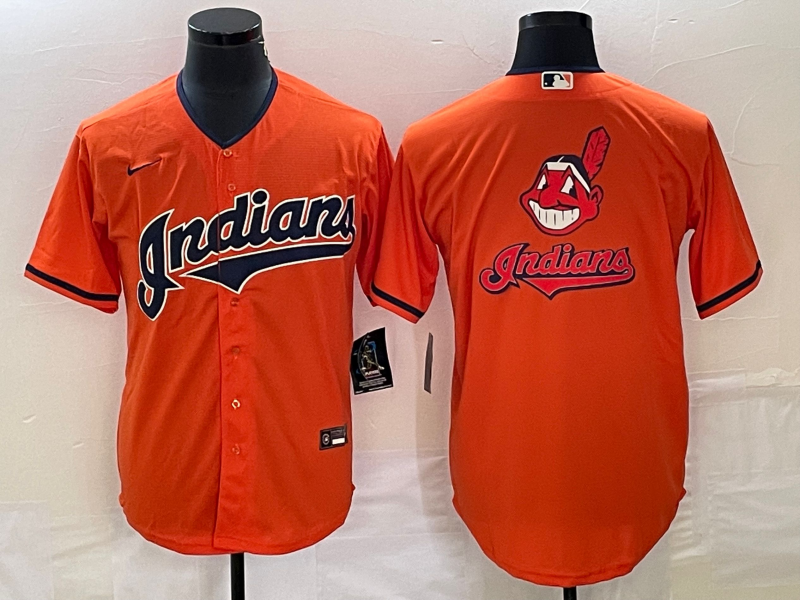 Cleveland Guardians Orange Team Big Logo Cool Base Stitched Jersey - Zenithce