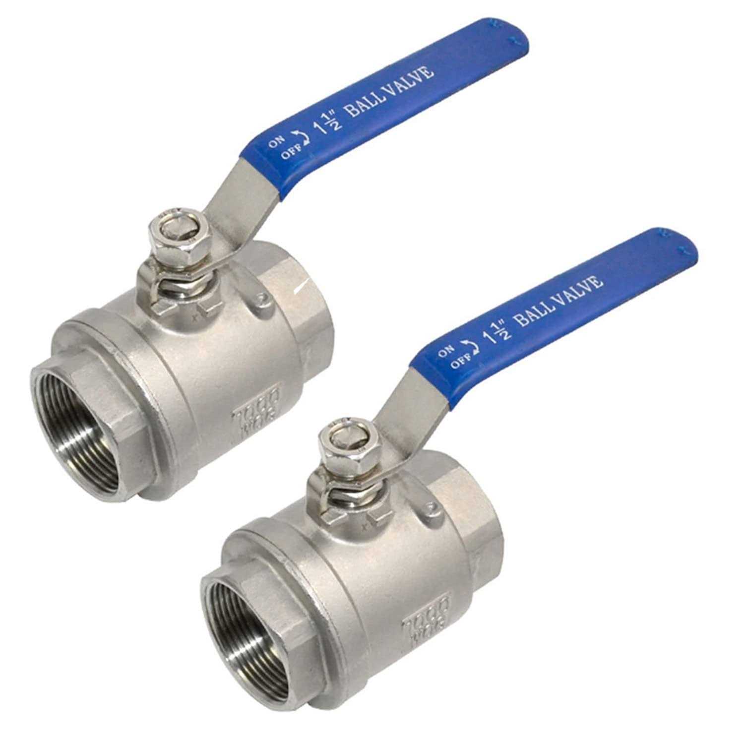 Megairon 2pcs 316 Stainless Steel 15 Full Port Ball Valve With Heavy Duty Blue Vinyl Insulation Handle - Zenithce