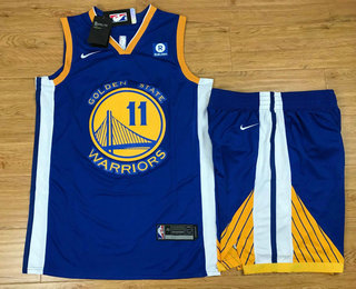 Golden State Warriors #11 Klay Thompson Blue 2017-2018 Swingman Rakuten Stitched Jersey With Shorts - Zenithce