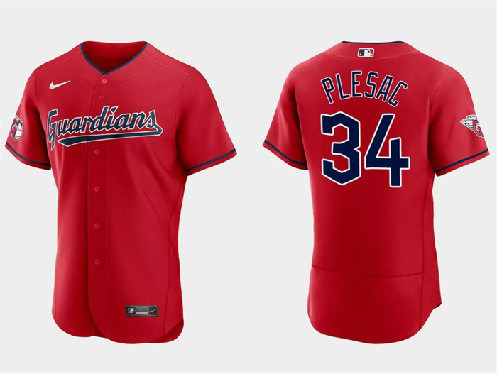 Cleveland Guardians #34 Zach Plesac Red Flex Base Stitched Jersey - Zenithce