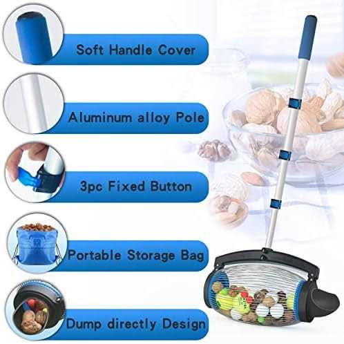 Zozen Nut Gatherer Fruit Collector Ball Picker Side Opening Dump Apply to Bigger Nuts - Zenithce