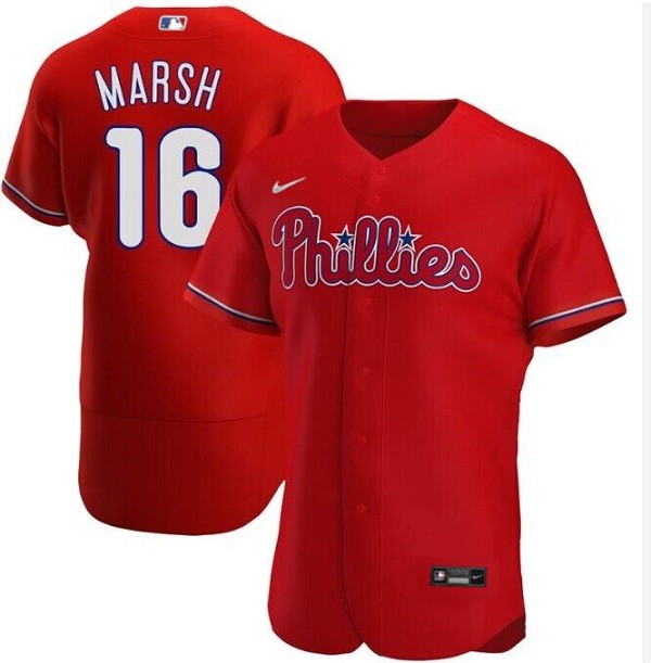 Philadelphia Phillies #16 Brandon Marsh Red Flex Base Stitched Jersey - Zenithce