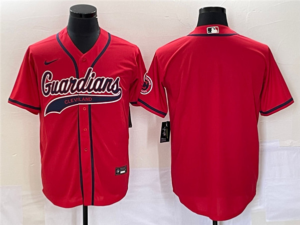Cleveland Guardians Blank Red With Patch Cool Base Stitched Jersey - Zenithce