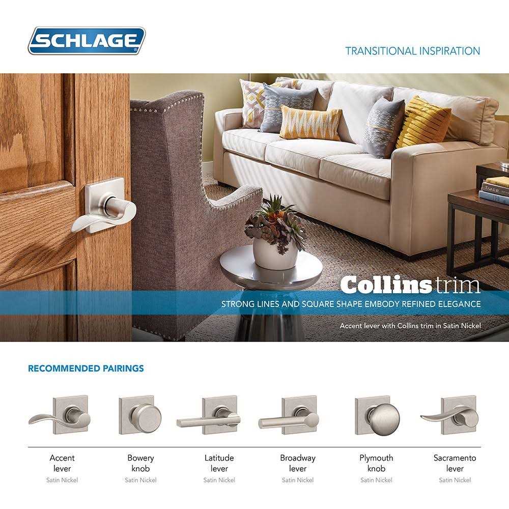 Schlage F10-BWE-COL Bowery Passage Door Knob Set with Collins Trim - Zenithce