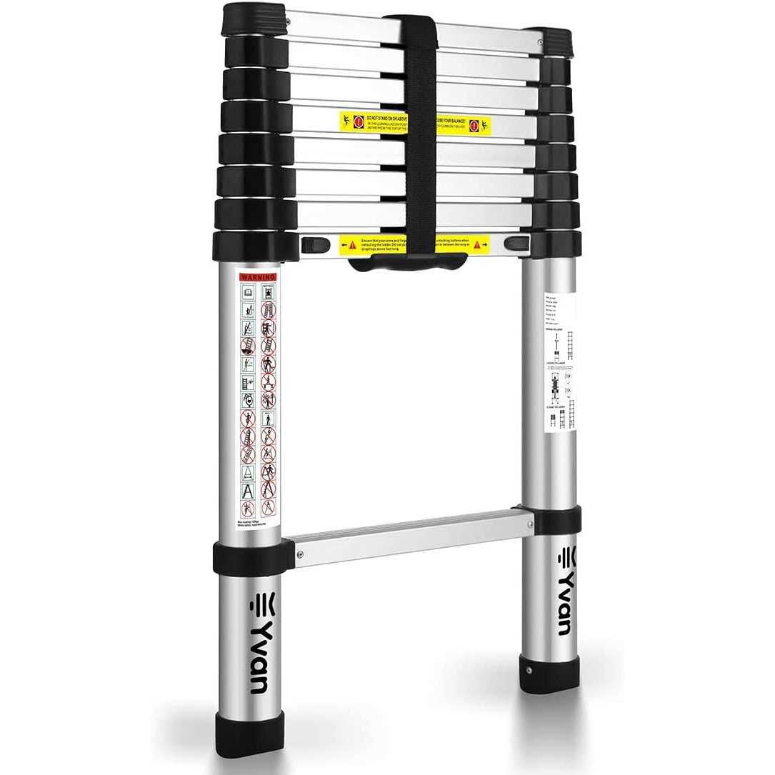 Yvan Telescoping Ladder,12.5 FT One Button Retraction Aluminum Telescopic Extension Extendable Ladder,Slow Down Design Multi-Purpose Step Ladder - Zenithce