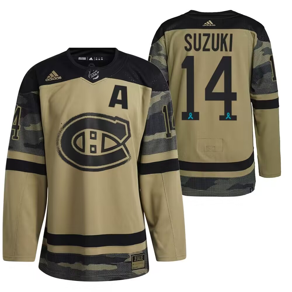 Montreal Canadiens #14 Nick Suzuki Olive Salute To Service Stitched Jersey - Zenithce