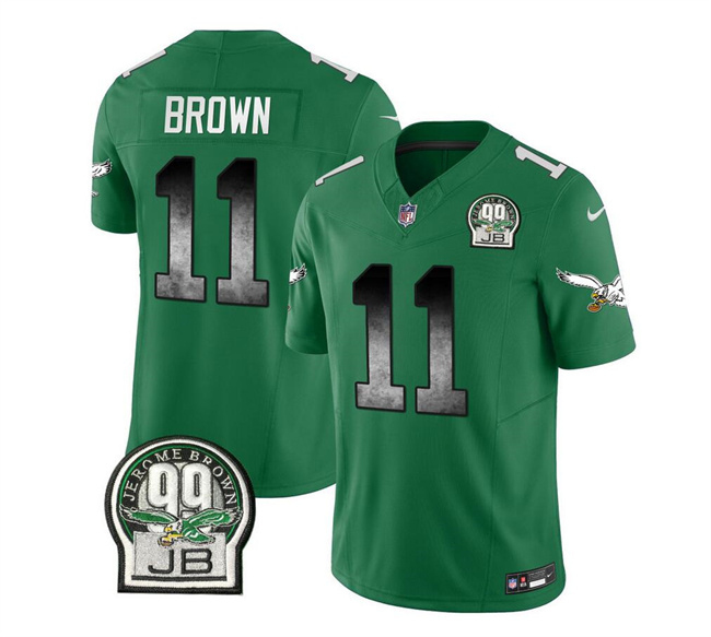 Philadelphia Eagles #11 A. J. Brown Green 2023 F.U.S.E. Throwback Vapor Untouchable Limited Stitched Jersey - Zenithce