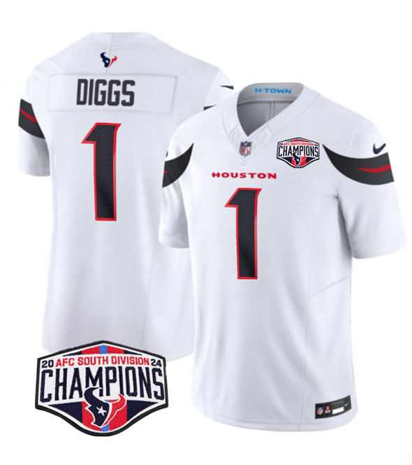 Houston Texans #1 Stefon Diggs White F.U.S.E. 2024 AFC South Division Champions Vapor Limited Stitched Jersey - Zenithce