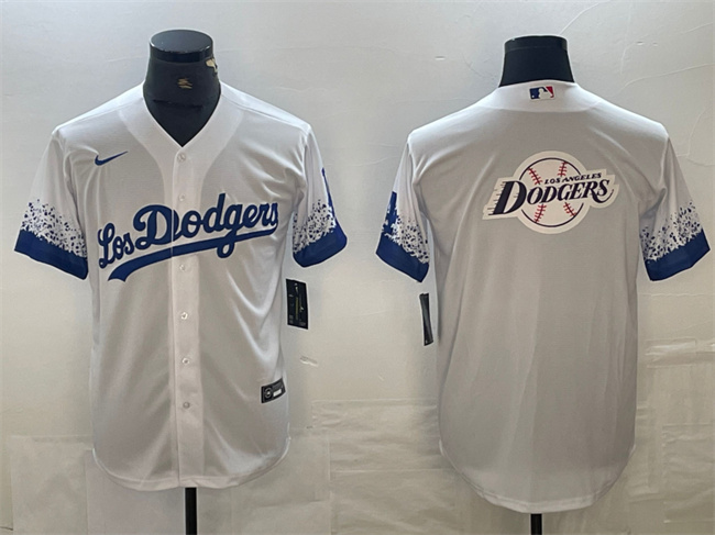 Los Angeles Dodgers White Team Big Logo City Connect Cool Base Stitched Jersey - Zenithce