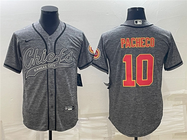 Kansas City Chiefs #10 Isiah Pacheco Gray With Patch Cool Base Stitched Jersey - Zenithce