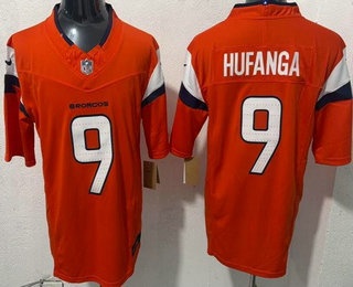 Denver Broncos #9 Talanoa Hufanga Limited Orange FUSE Vapor Jersey - Zenithce